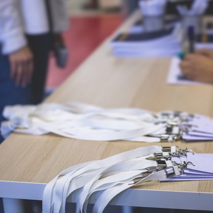 Checking visitors at conference