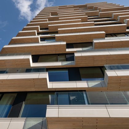 Wooden balconies of the HAUT building 