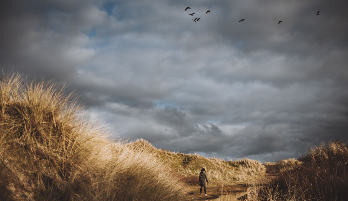 Dune landscape on Texel with looming sky