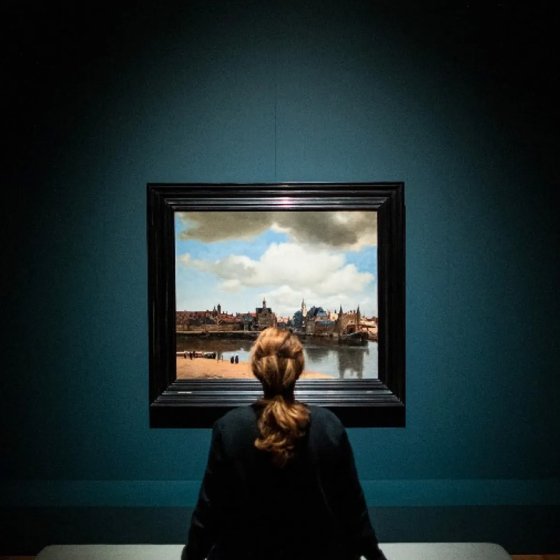 Alone with Vermeer's painting View of Delft 