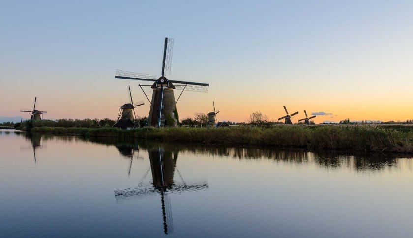 Kinderdijk at sunset Kinderdijk at sunset