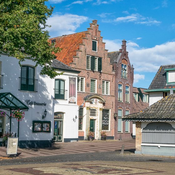village square with buildings in Den Burg