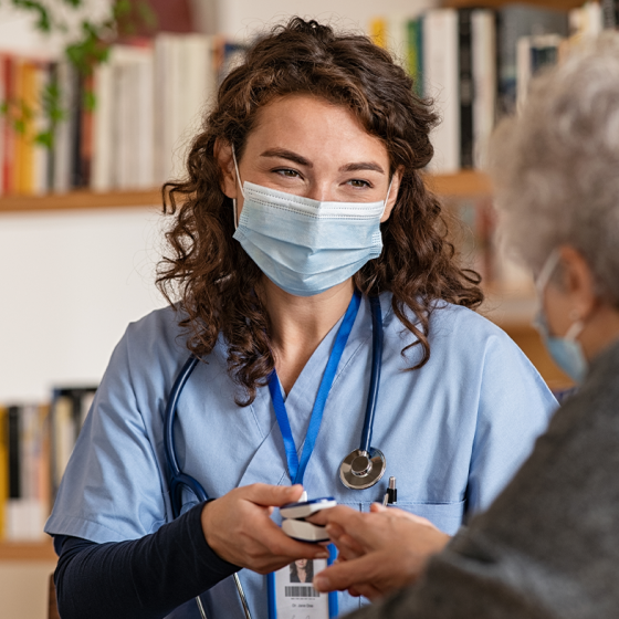 Doctor and patient with medical masks