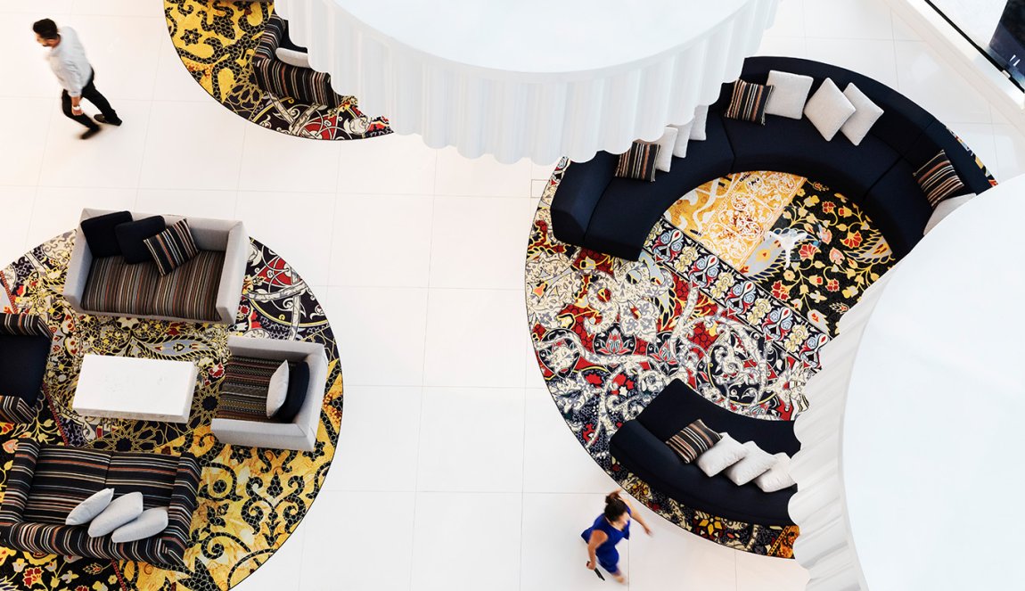 Hotel interior Mondrian Doha Atrium in Qatar by Dutch designer Marcel Wanders