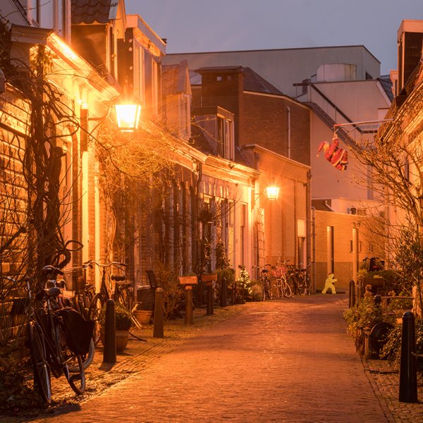Night view of street in Haarlem