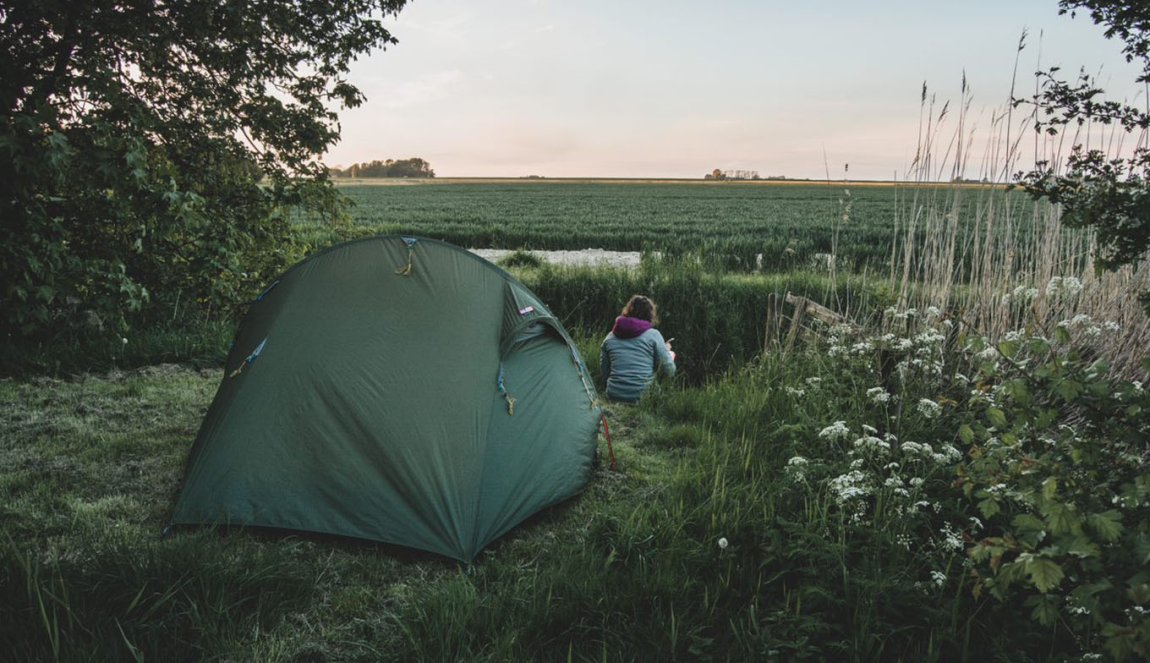 Spending the night in a tent in nature
