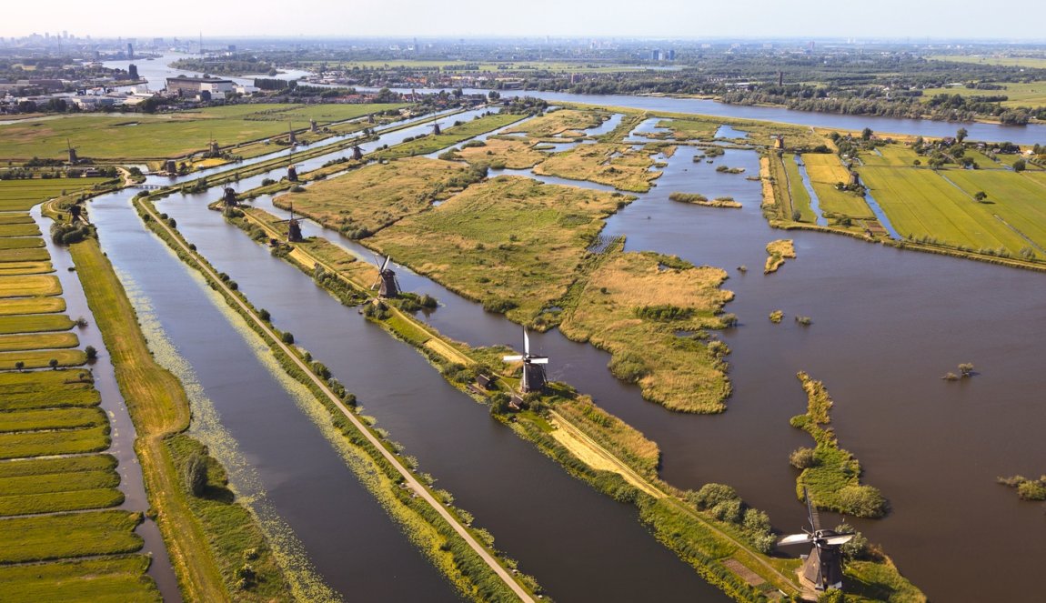 Drone view Kinderdijk