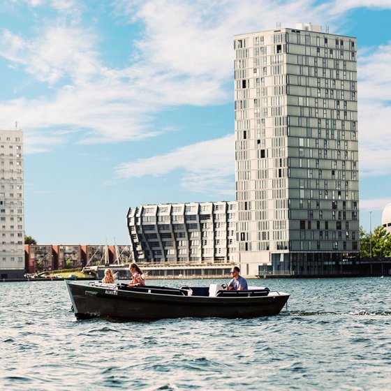 Boating in Almere surrounded by architectural gems