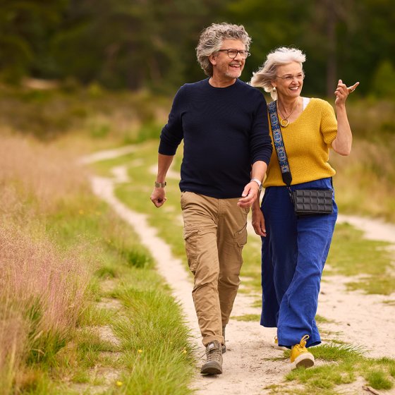 An elderly couple are walking through the Reestdal