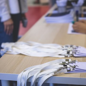 Checking visitors at conference