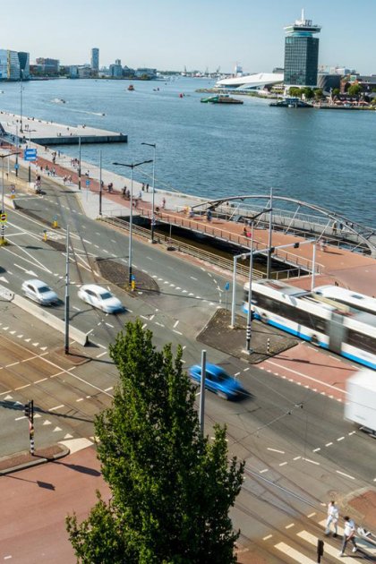View of de ruijterkande and IJ in Amsterdam