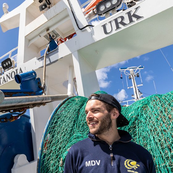 Fisherman on boat Urk Flevoland