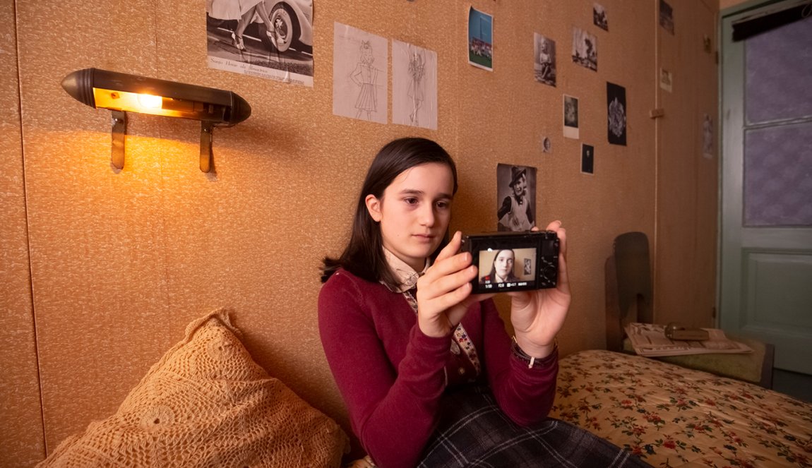 Anne Frank video diary, Luna (Anne) with camera Anne Frank video diary, Luna (Anne) with camera