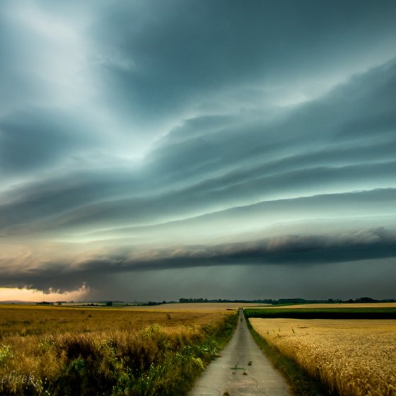 Spectacular Dutch clouds sky over field