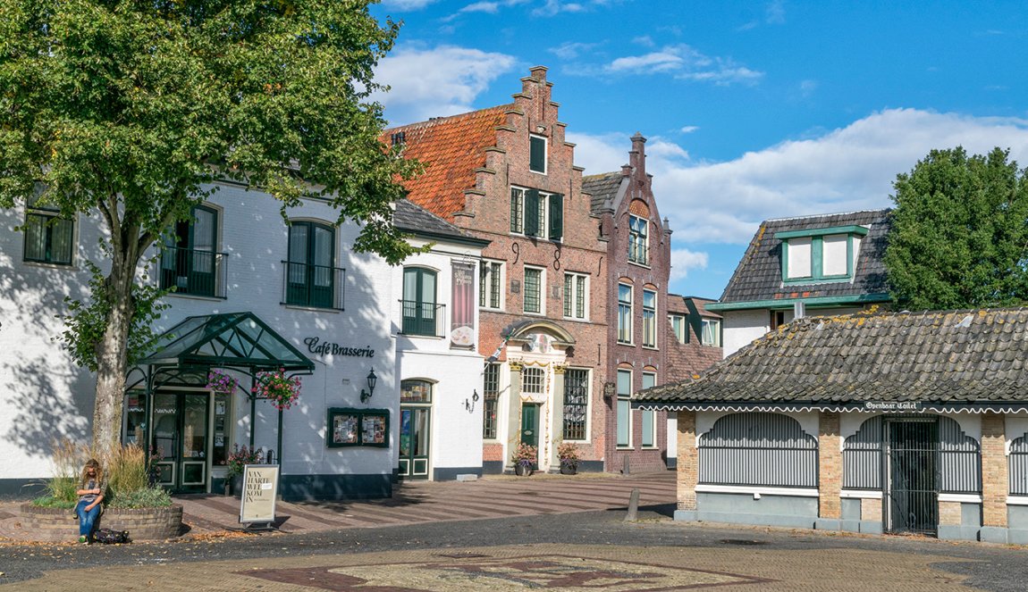 village square with buildings in Den Burg