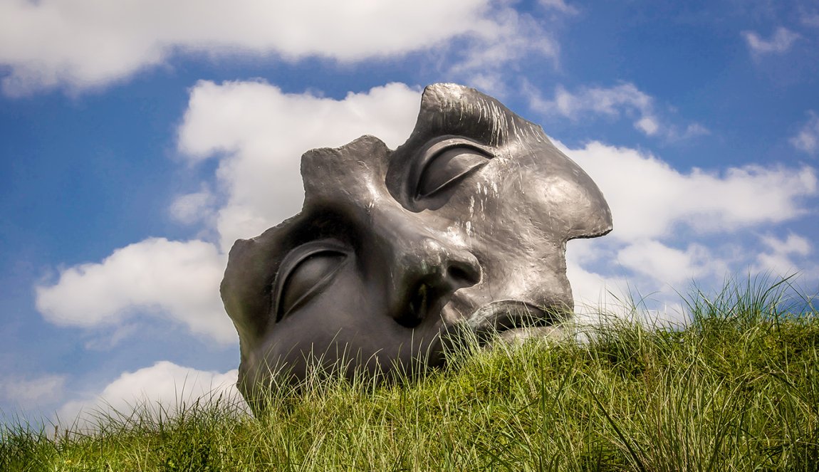 Sculpture Light of the Moon at terrace near the Beelden aan Zee Museum on Scheveningen beach