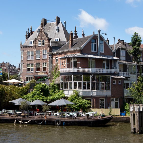 A waterfront terrace in historic Delfshaven Rotterdam