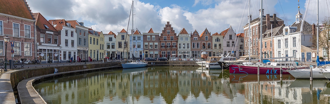 Goes marina with the historic buildings Goes marina with the historic buildings