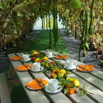Table set in autumn colours