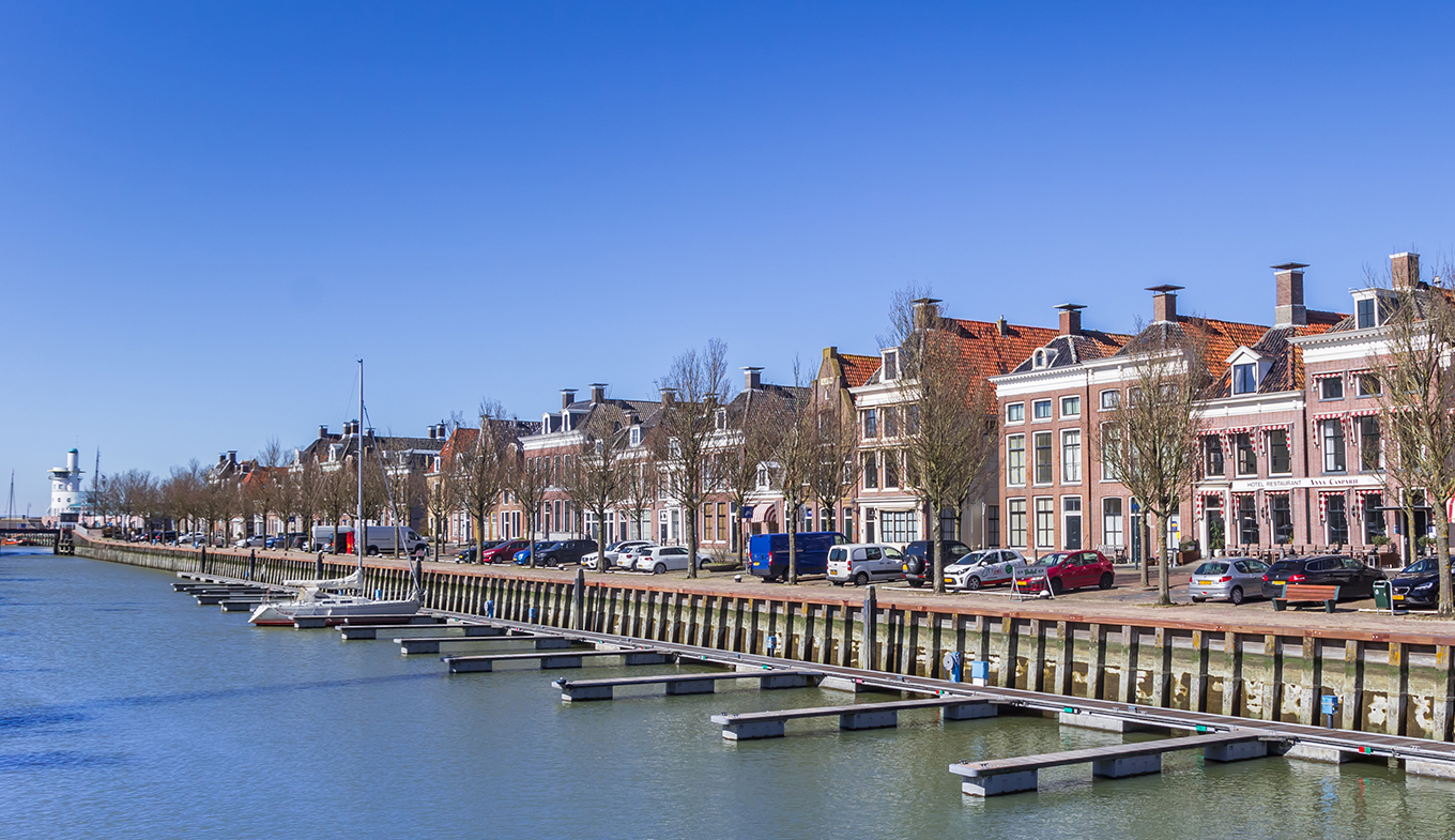 Historic houses at the Noorderhaven harbor in Harlingen Historic houses at the Noorderhaven harbor in Harlingen