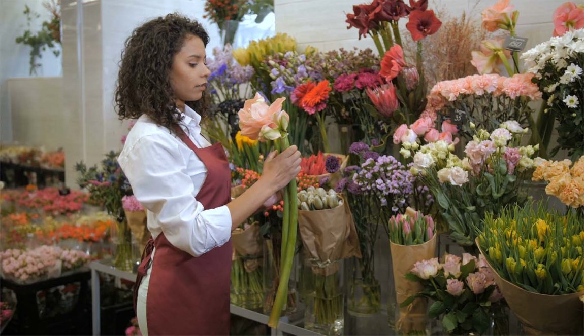 Florist in a flower shop