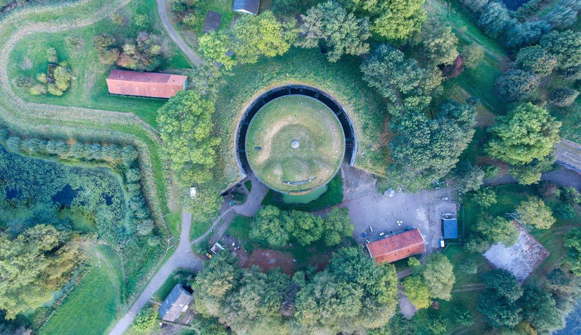 Aerial shot of Fort Everdingen part of Nieuwe Hollandse Waterlinie