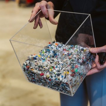 Box of plastic waste materials, to show the waste in the circular economy