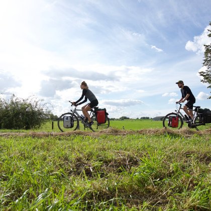 Couple on cycling vacation through the Netherlands Couple on cycling vacation through the Netherlands