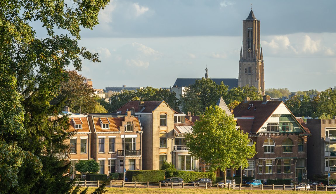 Cityscape of Arnhem, St. Eusebius church seen from Sonsbeek park