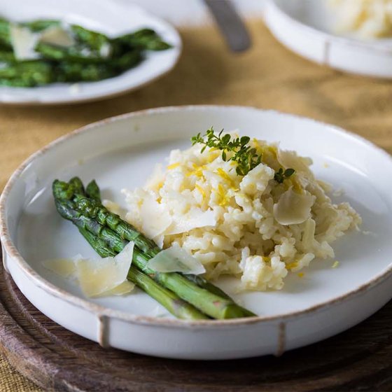 Risotto with parmesan cheese and asparagus
