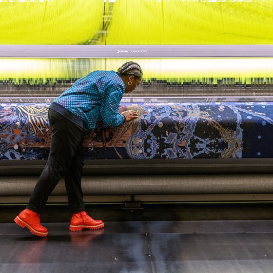 TextielLab weaving machine. Artist Otobong Nkanga