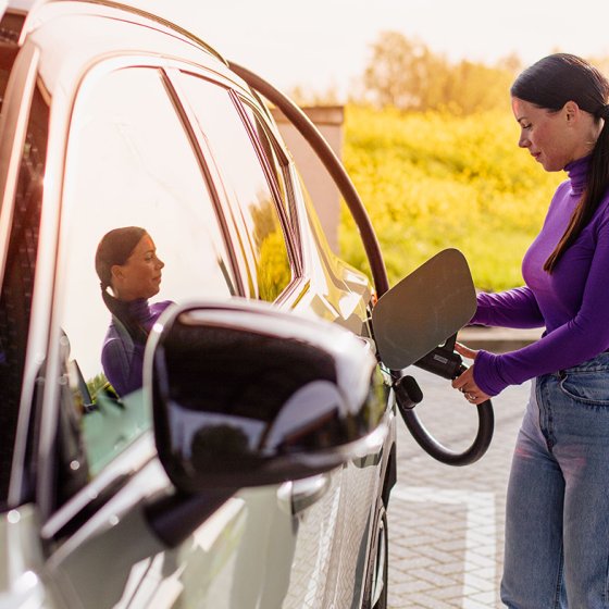 Electric car at a charging station