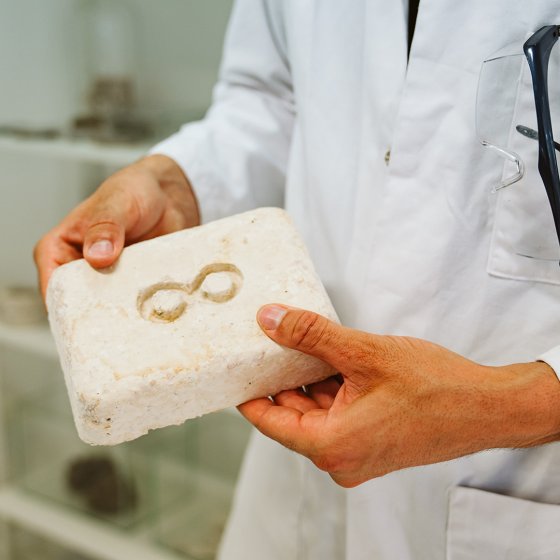 Studio Hendrikx Bob holding the eco-friendly material