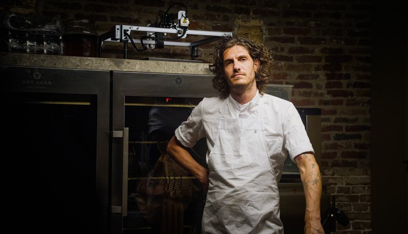 Head chef Michael van der Kroft of restaurant Tres in Rotterdam Head chef Michael van der Kroft of restaurant Tres in Rotterdam