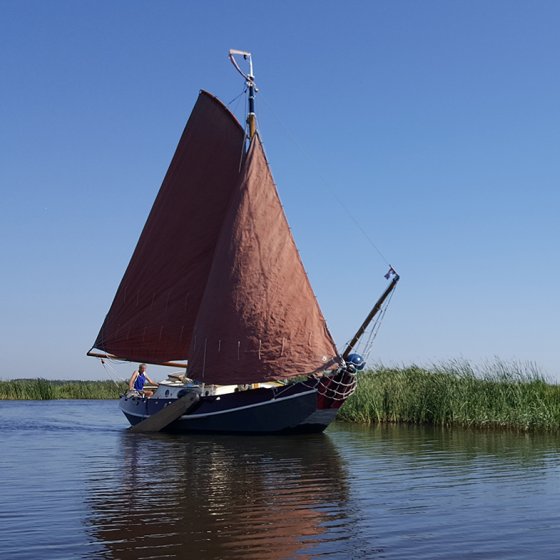 Skutsje sailing on the Alde Feanen