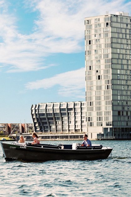Boating in Almere surrounded by architectural gems