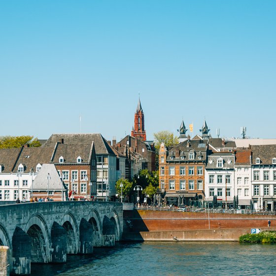 View on Maastricht town centre with Sint Servaas bridge