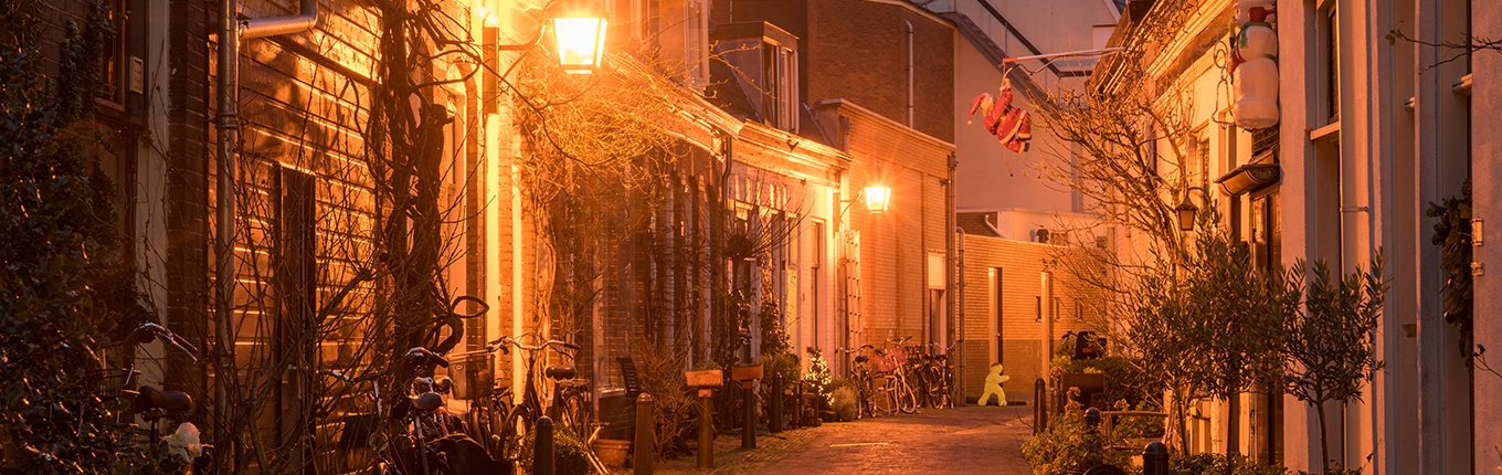 Night view of street in Haarlem