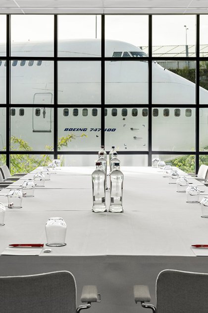 Meeting room with nice view on a plane