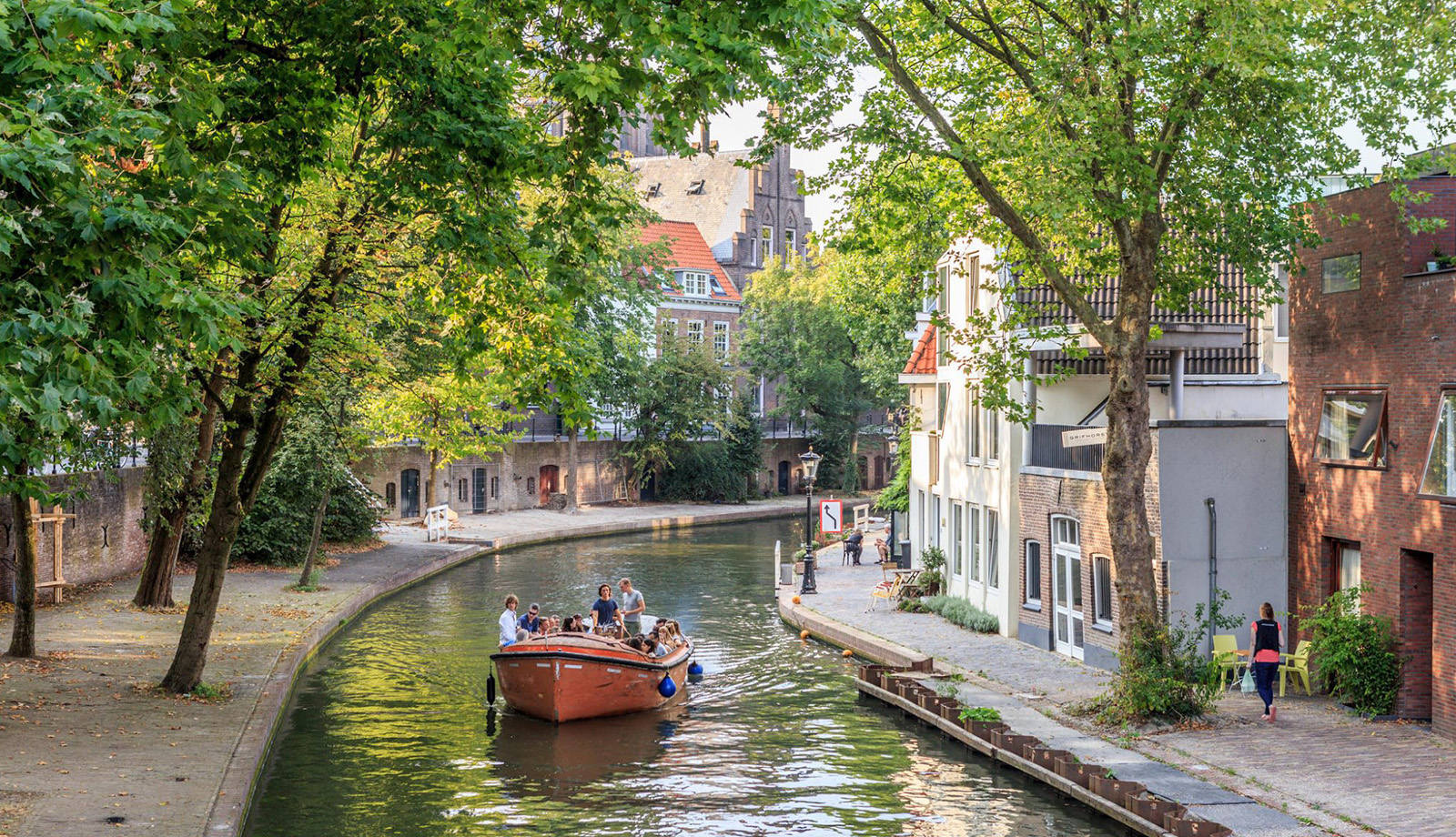Boat in canal Oudegracht Utrecht