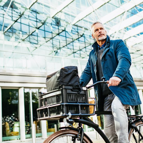 Gray hair handsome mature man in the city
