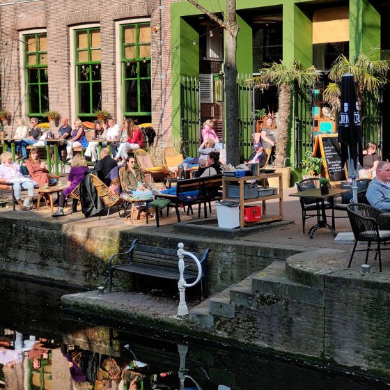 Enjoying the terrace in Delft 