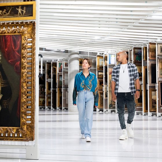 Depot Boijmans van Beuningen visitors inside the depot
