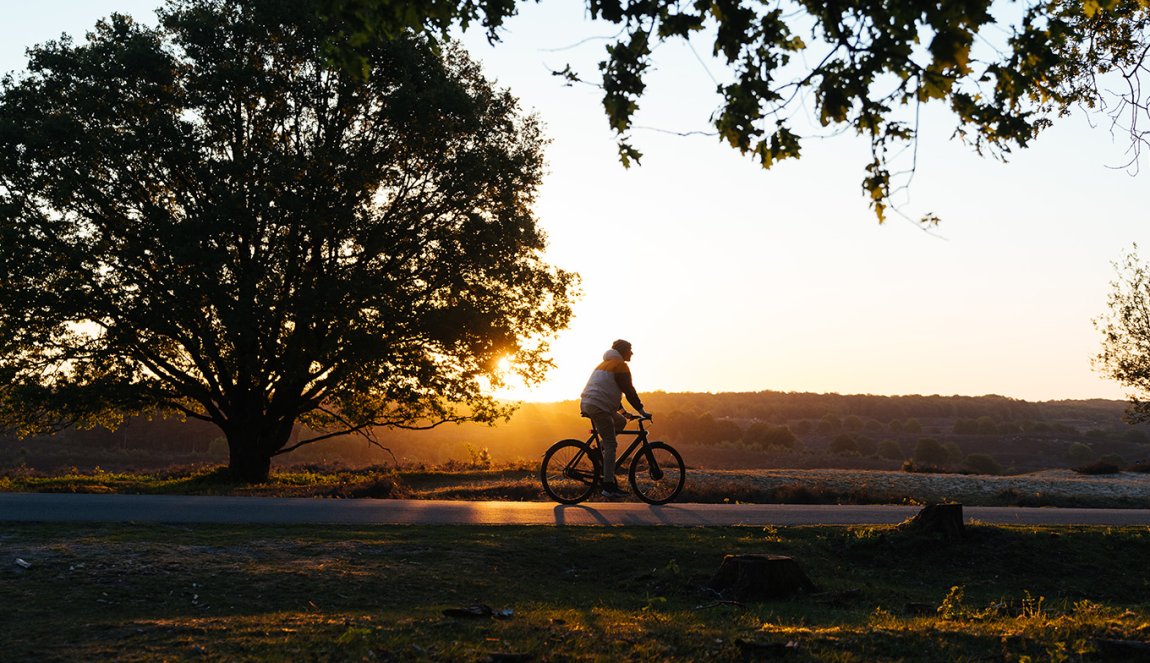 Cyclist during sunset