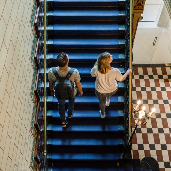 Van Gogh Drents Museum Assen couple walks up stairs
