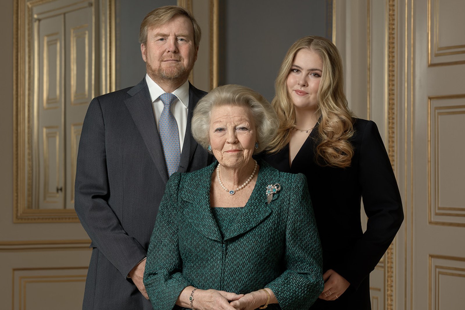 King of the Netherlands with his mother, Princess beatrix and his daughter Princess Amalia