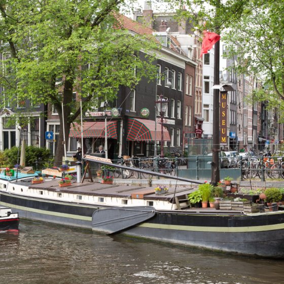 Houseboat museum on the canal Amsterdam